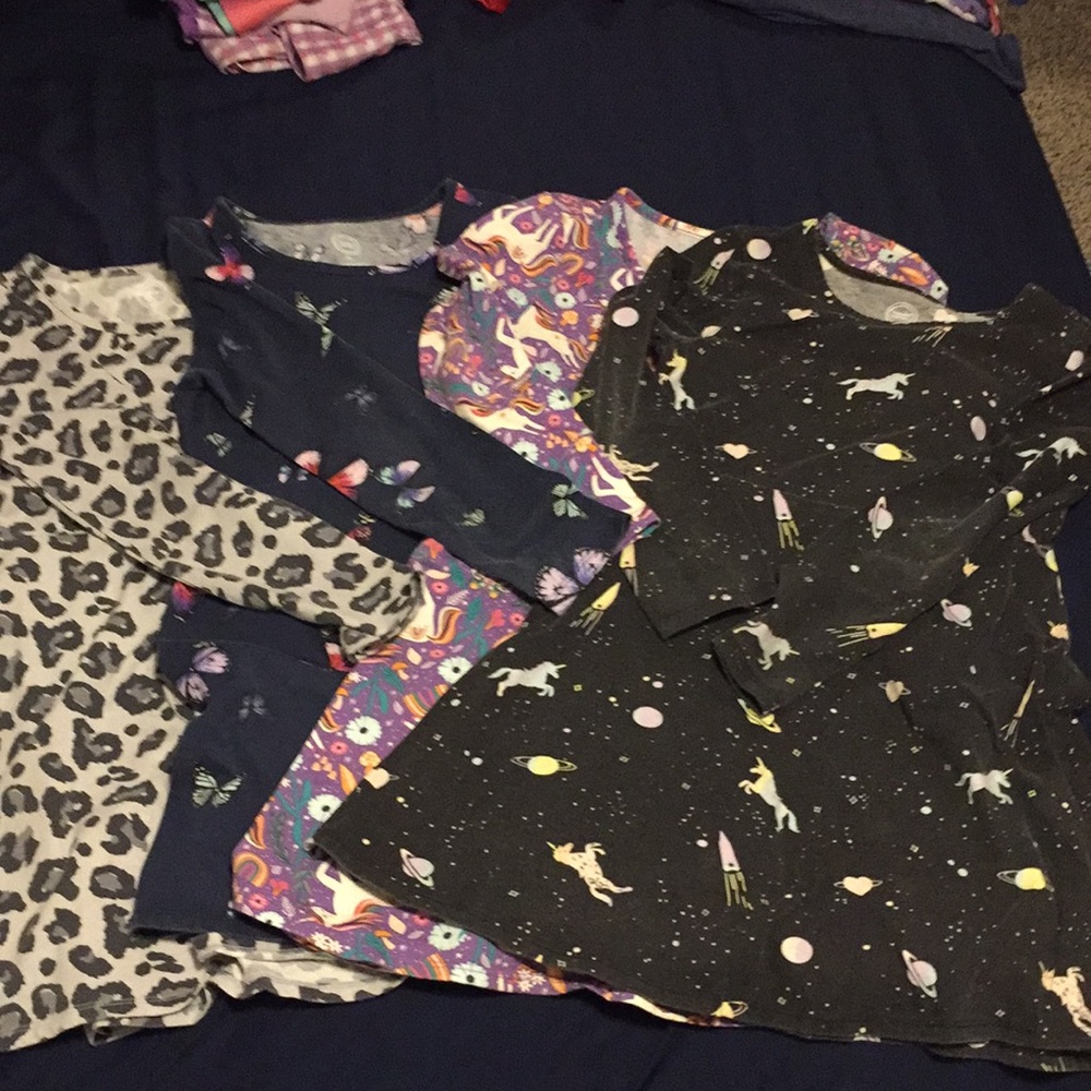 Lot of 4 Wonder Nation long sleeve dresses 7-8